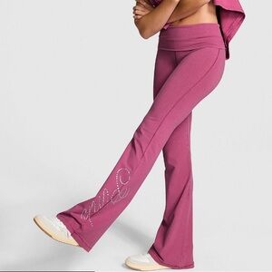 ✨VS Pink Ltd. Edition bling foldover waist flare leggings Y2K yoga pants L NWT